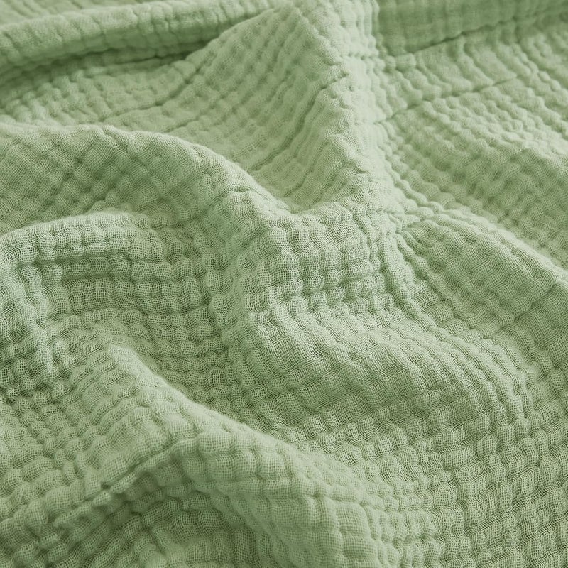 EMME Cotton Muslin Blanket King Size - Soft, Breathable Layering Blanket, 108"x90", All Season Gauze, Sage Green - Image 1