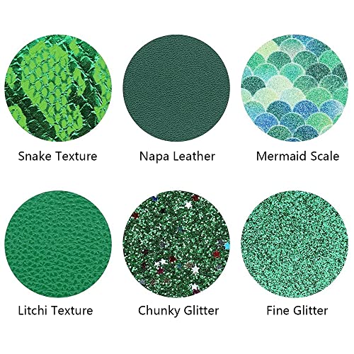 Litchi 6 Pack 8x12 Inch Faux Leather Sheets for Bow Earring, Easy to Cut Vinyl Fabric for Cricut, Durable Fade Resistant Leatherette Without Smell, Green - Image 3