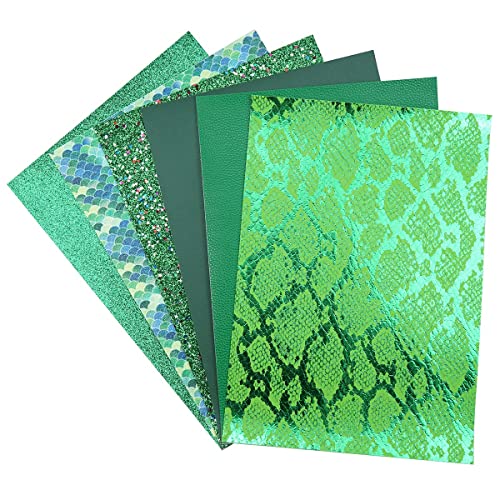 Litchi 6 Pack 8x12 Inch Faux Leather Sheets for Bow Earring, Easy to Cut Vinyl Fabric for Cricut, Durable Fade Resistant Leatherette Without Smell, Green - Image 4