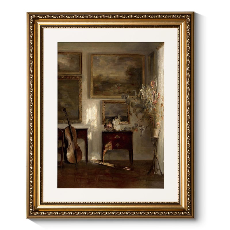 ARPEOTCY Vintage Gold Framed Wall Art Still Life Interior Cello Landscape Paintings Victorian Farmhouse Wall Decor for Living Room Bedroom Bathroom Canvas Prints Antique Picture Frame 13x16 inch - Image 2