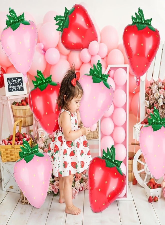 Kriyokiaa 8 PCS Strawberry Balloons, 28" Berry First Foil Balloon Shortcake Birthday Decor Perfect for Strawberry Birthday Party, Baby Shower Decorations - Image 2
