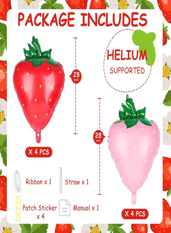 Kriyokiaa 8 PCS Strawberry Balloons, 28" Berry First Foil Balloon Shortcake Birthday Decor Perfect for Strawberry Birthday Party, Baby Shower Decorations - Image 3
