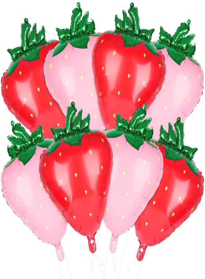 Kriyokiaa 8 PCS Strawberry Balloons, 28" Berry First Foil Balloon Shortcake Birthday Decor Perfect for Strawberry Birthday Party, Baby Shower Decorations - Image 1
