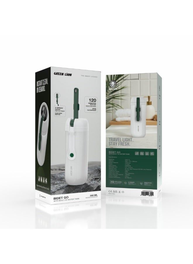 جرين ليون بيديه جو محمول مع خزان مياه مدمج سعة 350 مل / وضعان للرش (ضغط عالي ومنخفض) / شاشة عرض بطارية LED / تصميم سريع التعبئة / مقاوم للماء IPX6 / شحن من النوع C - أبيض - Image 4