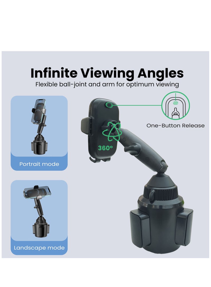 بريف حامل هاتف للسيارة يُثبت في حامل الأكواب مع عنق طويل قابل للتعديل – حامل هاتف عالمي للسيارات الرياضية متعددة الاستخدام والشاحنات والفانات وعربات الجولف – دوران ٣٦٠ درجة، مقاوم للانزلاق، متوافق مع الجرابات السميكة – متوافق مع آيفون ١٦ برو ماكس / ١٥ / ١٤ / ١٣، سامسونج جالاكسي اس ٢٥ / ٢٤ / ٢٣ / ٢٢ ألترا، جوجل بكسل وهواتف ذكية من ٤ إلى ٧ بوصة - Image 4