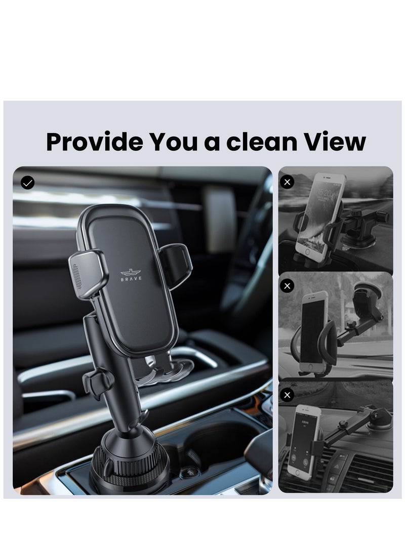 بريف حامل هاتف للسيارة يُثبت في حامل الأكواب مع عنق طويل قابل للتعديل – حامل هاتف عالمي للسيارات الرياضية متعددة الاستخدام والشاحنات والفانات وعربات الجولف – دوران ٣٦٠ درجة، مقاوم للانزلاق، متوافق مع الجرابات السميكة – متوافق مع آيفون ١٦ برو ماكس / ١٥ / ١٤ / ١٣، سامسونج جالاكسي اس ٢٥ / ٢٤ / ٢٣ / ٢٢ ألترا، جوجل بكسل وهواتف ذكية من ٤ إلى ٧ بوصة - Image 3
