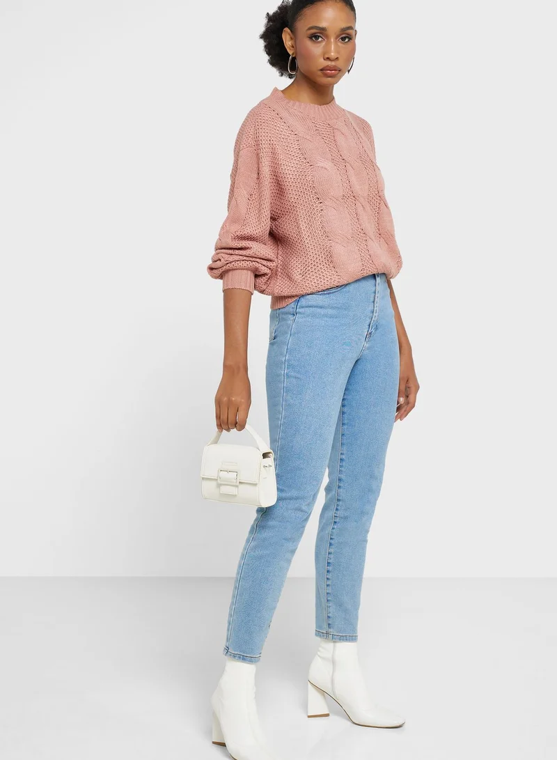 ELLA Cable Pattern Detail Sweater