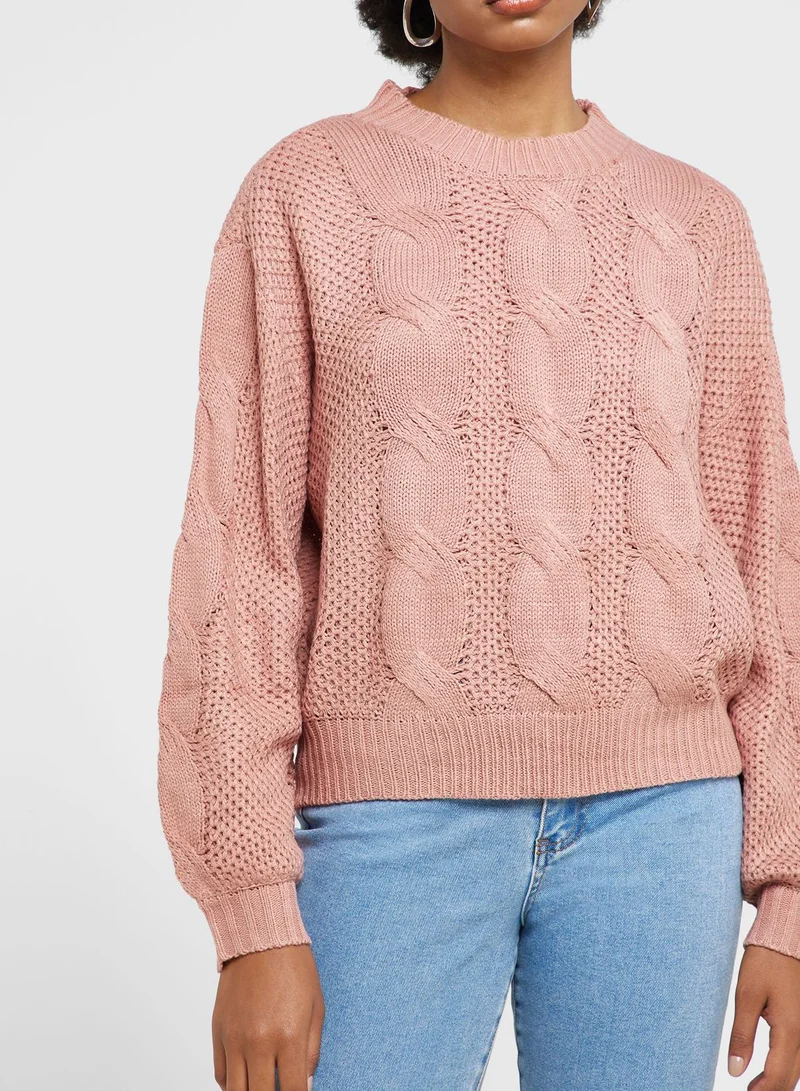 ELLA Cable Pattern Detail Sweater