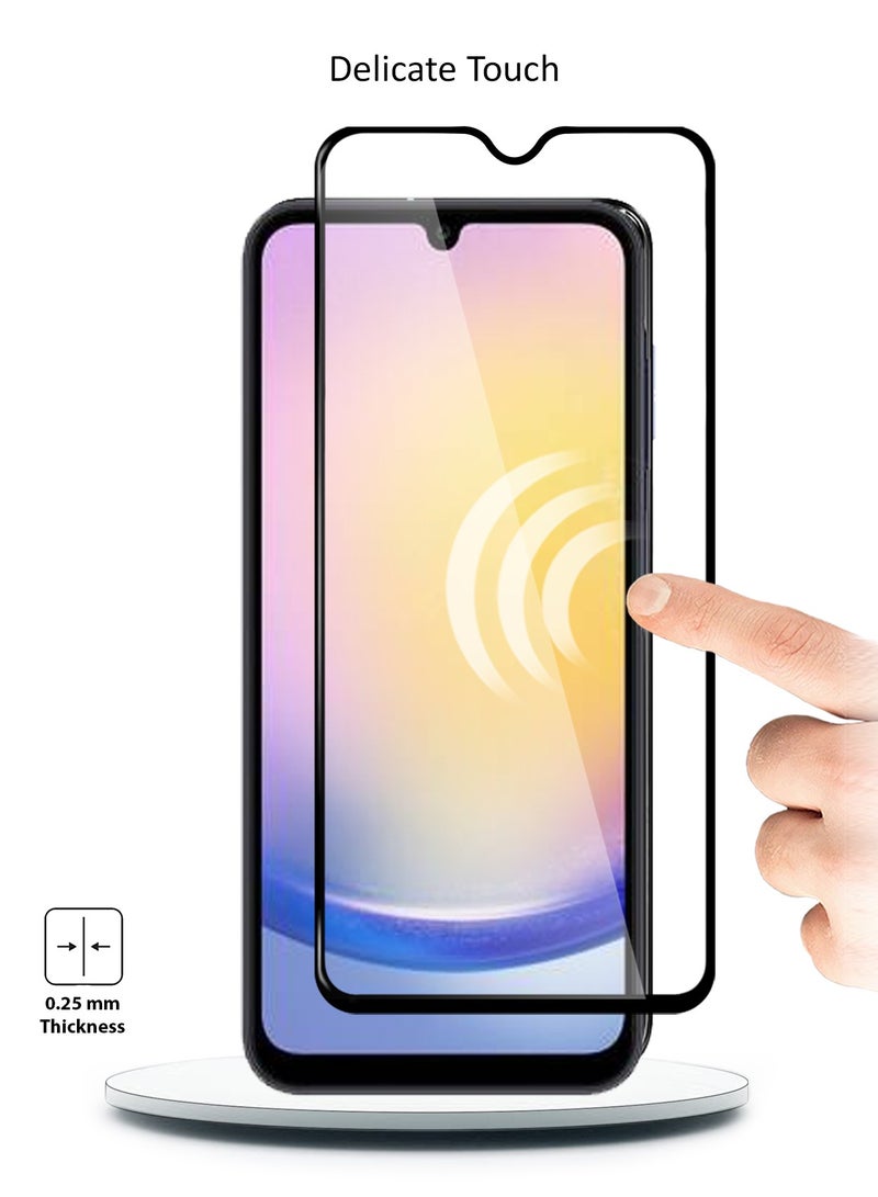 دبليو تيك سامسونج جالاكسي A25 5G 2023 بريميوم E2E كامل الغراء غطاء كامل واقي الشاشة من الزجاج المقسى (MSGECN) - شفاف / أسود - Image 4