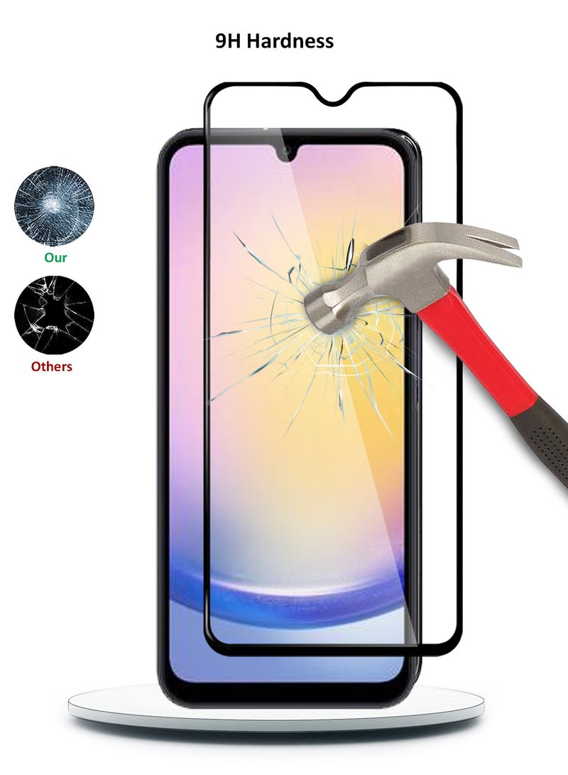 دبليو تيك سامسونج جالاكسي A25 5G 2023 بريميوم E2E كامل الغراء غطاء كامل واقي الشاشة من الزجاج المقسى (MSGECN) - شفاف / أسود - Image 3