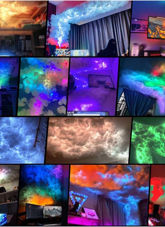 مصباح سحابة ذكية ثلاثية الأبعاد مع تأثيرات الرعد شريط أضواء LED RGB بطول 5 أمتار بشكل سحابة ثلاثية الأبعاد مصباح سحابة ليلية ناعمة للسقف مع تحكم عبر التطبيق وجهاز تحكم عن بُعد زينة مثالية للغرف