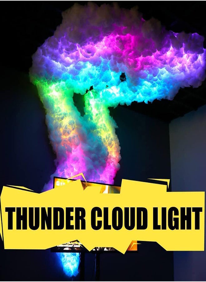 مصباح سحابة ذكية ثلاثية الأبعاد مع تأثيرات الرعد شريط أضواء LED RGB بطول 5 أمتار بشكل سحابة ثلاثية الأبعاد مصباح سحابة ليلية ناعمة للسقف مع تحكم عبر التطبيق وجهاز تحكم عن بُعد زينة مثالية للغرف