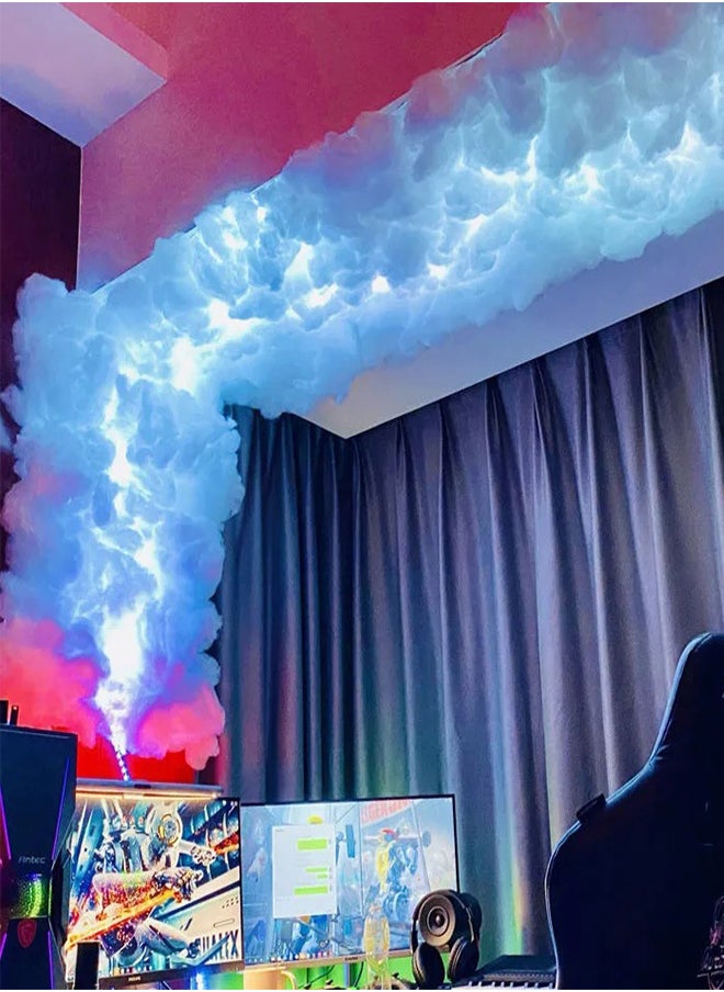 مصباح سحابة ذكية ثلاثية الأبعاد مع تأثيرات الرعد شريط أضواء LED RGB بطول 5 أمتار بشكل سحابة ثلاثية الأبعاد مصباح سحابة ليلية ناعمة للسقف مع تحكم عبر التطبيق وجهاز تحكم عن بُعد زينة مثالية للغرف