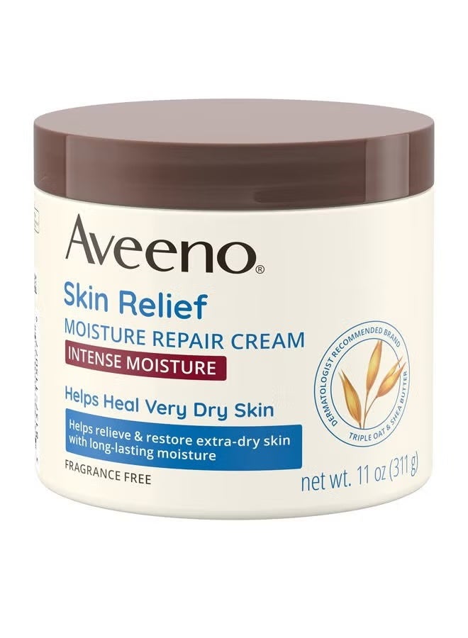 Aveeno Skin Relief Intense Moisture Repair Body Cream with Triple Oat & Shea Butter Formula, Helps Relieve & Restore Extra-Dry Skin with Long-Lasting Moisture, Fragrance-Free, 11 oz - Image 1