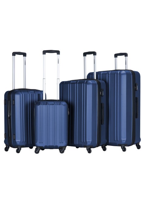 4 Pack Of Hardside Spinner Number Locked Luggage Trolley
