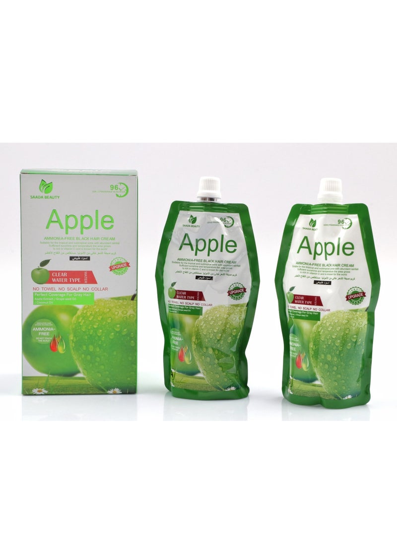 سعادة بيوتي كريم صبغة شعر خالية من الأمونيا - كريم 500 مل + مثبت 500 مل من ابل أسود طبيعي - Image 3