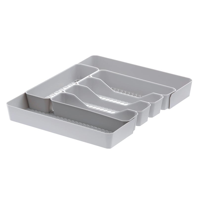 Spectrum Spectrum HEXA 5Divider Expandable Silverware Tray Stone Gray  InDrawer Organizer for Kitchen Accessories Cutlery Knives  More  EasytoClean Home  Apartment Essential 
