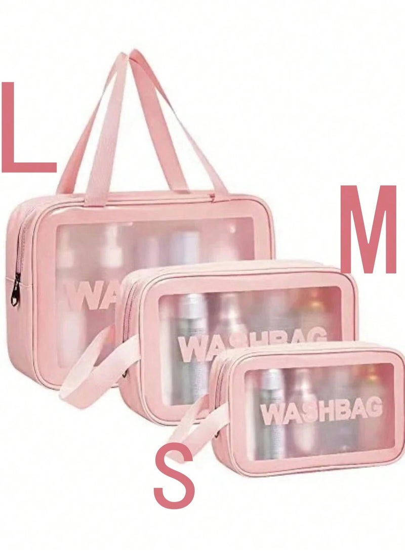 Clear Travel Makeup Bag Set for Women – Portable Cosmetic Bag Waterproof PVC with Compartments, Organizer Storage Case for Makeup, Toiletries and Accessories, 3-Piece Cosmetic Pouch Set, Lightweight and Easy to Carry – Multicolor - Image 3