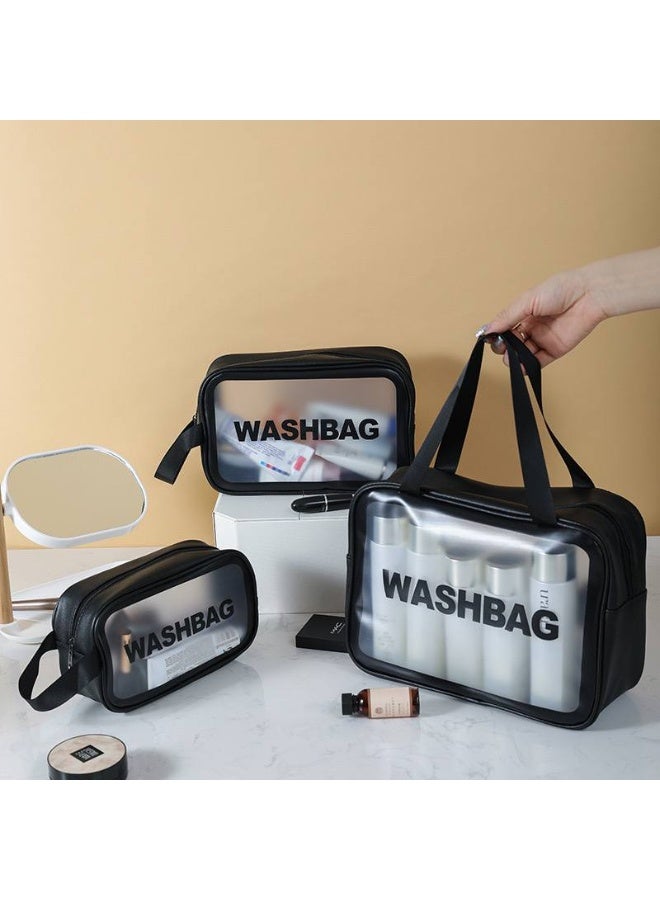 Clear Travel Makeup Bag Set for Women – Portable Cosmetic Bag Waterproof PVC with Compartments, Organizer Storage Case for Makeup, Toiletries and Accessories, 3-Piece Cosmetic Pouch Set, Lightweight and Easy to Carry – Multicolor - Image 2