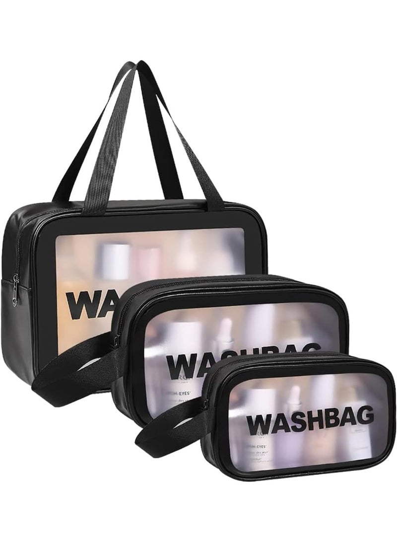 Clear Travel Makeup Bag Set for Women – Portable Cosmetic Bag Waterproof PVC with Compartments, Organizer Storage Case for Makeup, Toiletries and Accessories, 3-Piece Cosmetic Pouch Set, Lightweight and Easy to Carry – Multicolor - Image 5