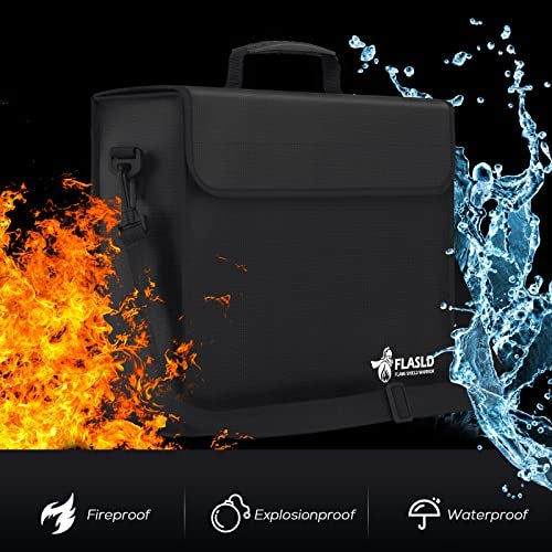 FLASLD Fireproof Document Bags, 15x12x5” Large Fireproof & Water Resistant Bag, Holder Home Office Portable Filing Storage for Valuables, Fireproof Folder FireSafe Box for Cash, Passport - Image 2