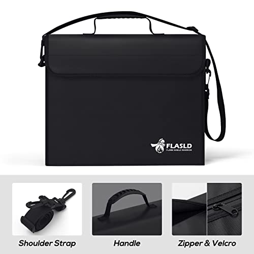 FLASLD Fireproof Document Bags, 15x12x5” Large Fireproof & Water Resistant Bag, Holder Home Office Portable Filing Storage for Valuables, Fireproof Folder FireSafe Box for Cash, Passport - Image 5
