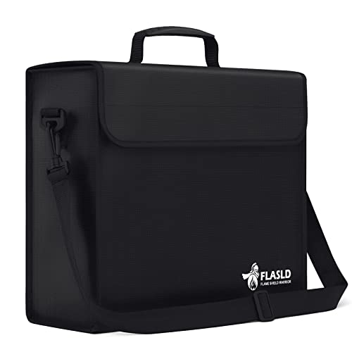 FLASLD Fireproof Document Bags, 15x12x5” Large Fireproof & Water Resistant Bag, Holder Home Office Portable Filing Storage for Valuables, Fireproof Folder FireSafe Box for Cash, Passport - Image 1