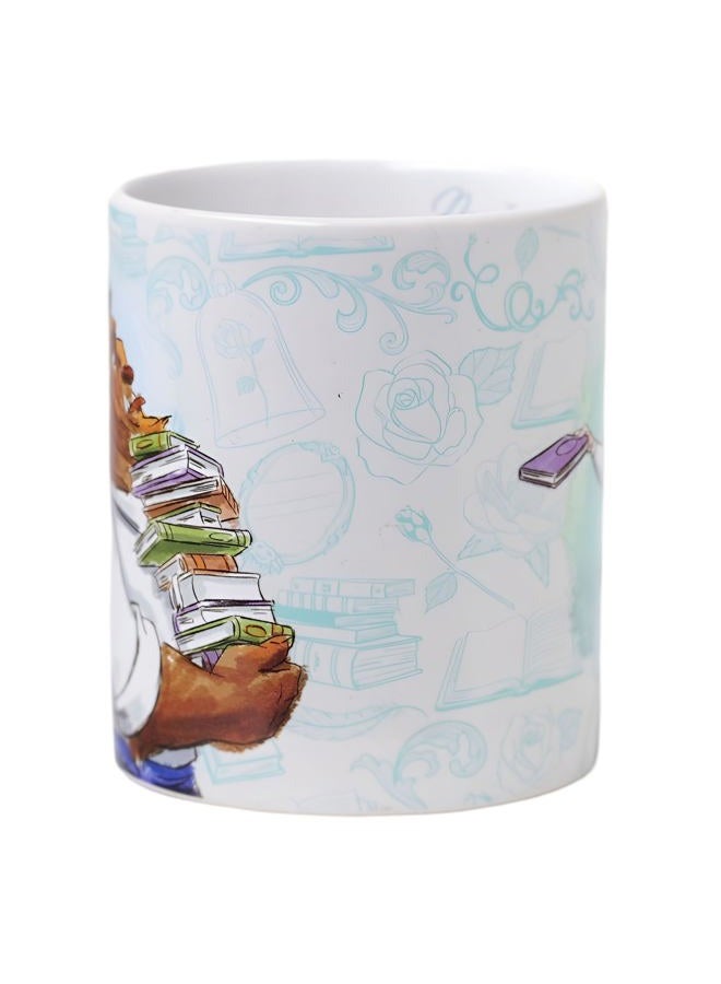 Silver Buffalo Disney Princess Beauty and the Beast Don't Mind the Books Gold Heart Shaped Handle 2 Pack Ceramic Mug Set, 14 Ounces - Image 3