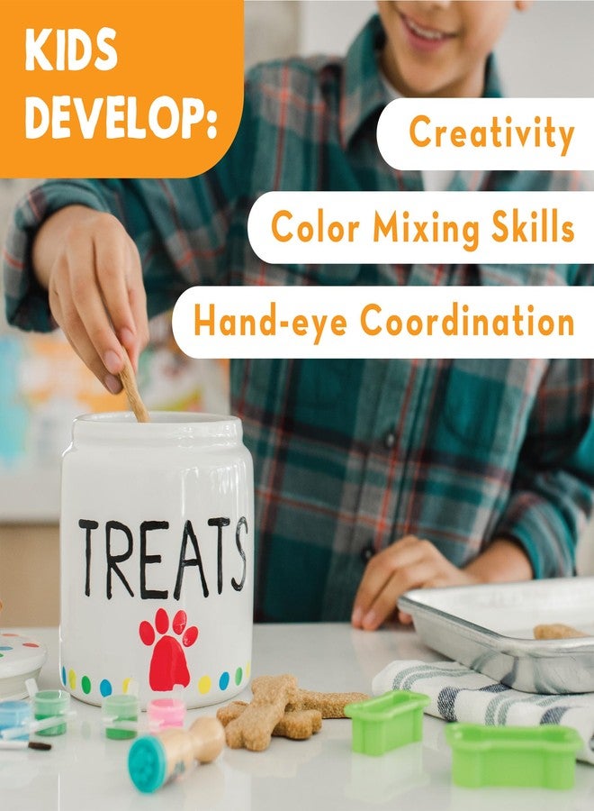 MindWare Paint Your Own Porcelain: Dog Treat Jar Craft Kit - Includes Porcelain Dog Treat jar, 12 Bright Colors of Porcelain Paint, 2 paintbrushes and Painting Guide - Image 4