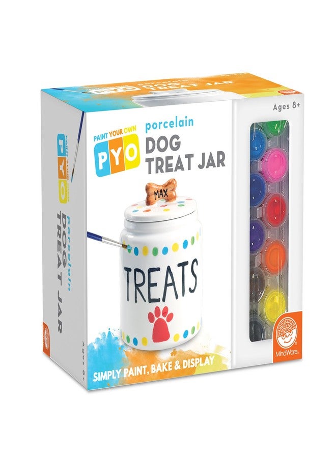 MindWare Paint Your Own Porcelain: Dog Treat Jar Craft Kit - Includes Porcelain Dog Treat jar, 12 Bright Colors of Porcelain Paint, 2 paintbrushes and Painting Guide - Image 1