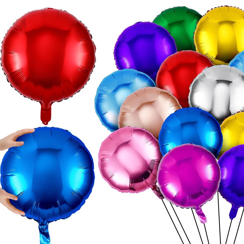 Deekin 200 Pieces 18 Inch Round Shaped Foil Balloons Foil Helium Balloons New Year Balloon Color Kids Party Balloons for New Year Decorations Baby Shower Graduation Decorations Birthday Wedding - Image 3
