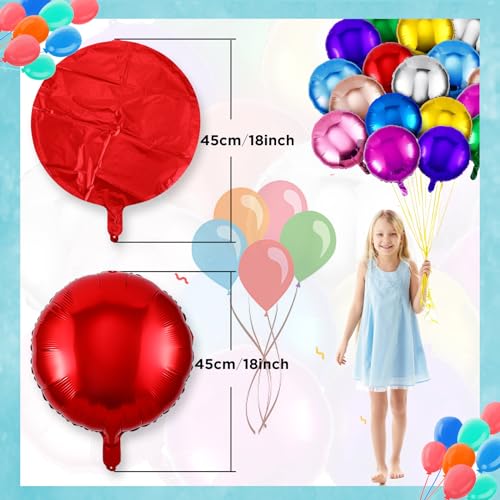 Deekin 200 Pieces 18 Inch Round Shaped Foil Balloons Foil Helium Balloons New Year Balloon Color Kids Party Balloons for New Year Decorations Baby Shower Graduation Decorations Birthday Wedding - Image 5