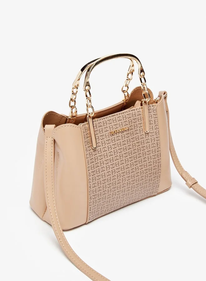Flora Bella By Shoexpress Monogram Print Tote Bag with Zip Closure and Adjustable Strap