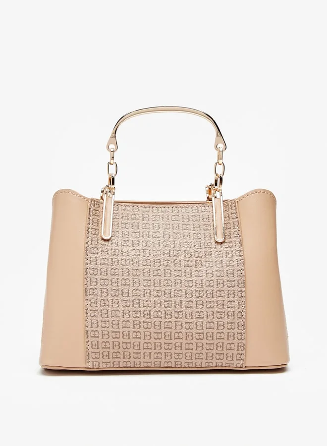 Flora Bella By Shoexpress Monogram Print Tote Bag with Zip Closure and Adjustable Strap