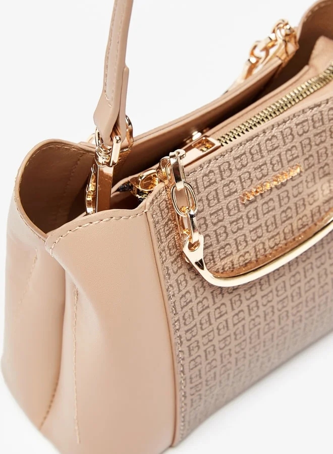Flora Bella By Shoexpress Monogram Print Tote Bag with Zip Closure and Adjustable Strap