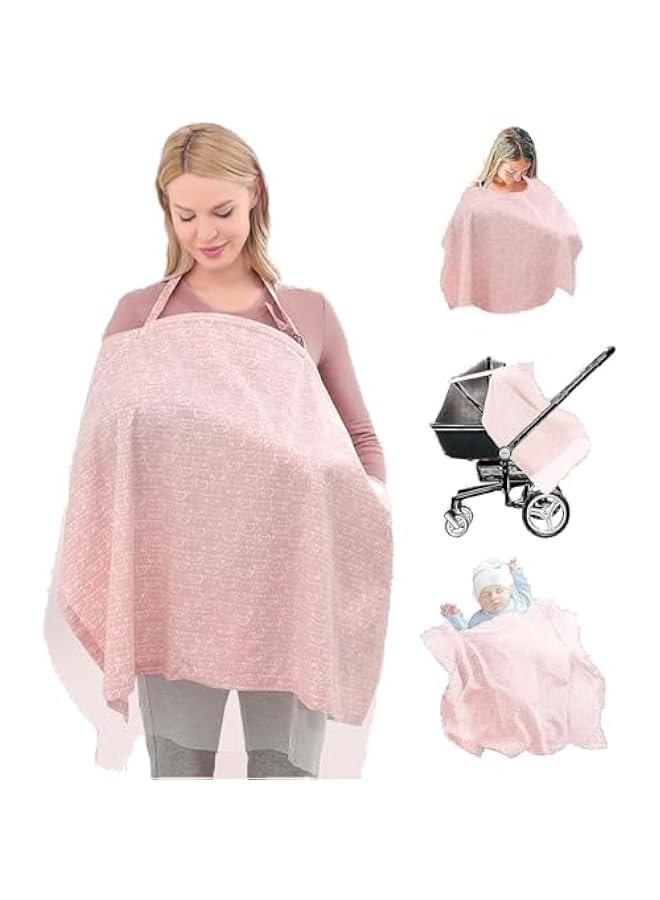Nursing Covers for Breastfeeding, Soft Cotton Breast Feeding Cover Stroller Cover with Lace Screen Yarn, Privacy Nursing Covers Infant Breathable for Breastfeeding Supplies - Image 1