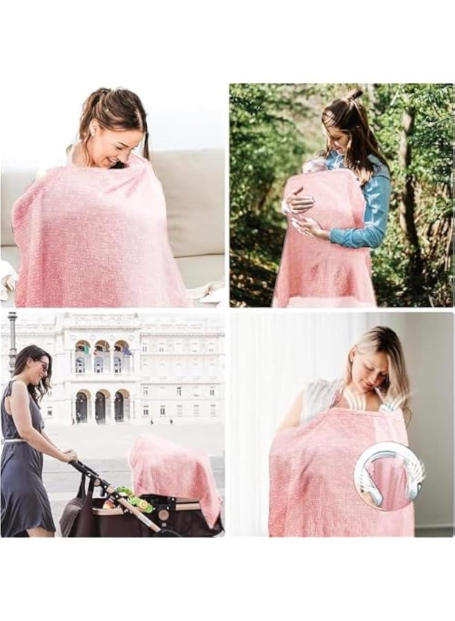 Nursing Covers for Breastfeeding, Soft Cotton Breast Feeding Cover Stroller Cover with Lace Screen Yarn, Privacy Nursing Covers Infant Breathable for Breastfeeding Supplies - Image 4