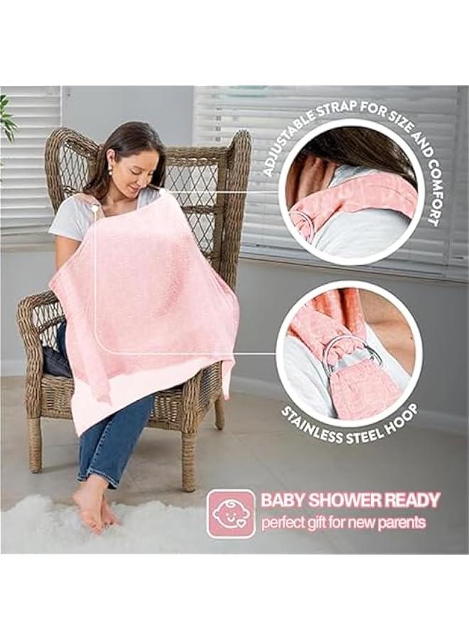 Nursing Covers for Breastfeeding, Soft Cotton Breast Feeding Cover Stroller Cover with Lace Screen Yarn, Privacy Nursing Covers Infant Breathable for Breastfeeding Supplies - Image 2