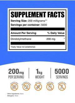 BULKSUPPLEMENTS.COM .com DIM Powder - Diindolylmethane Powder, DIM Supplement for Men & Women - DIM 200mg, Gluten Free - 200mg per Serving, 1kg (2.2 lbs) (Pack of 1)  - Image 2