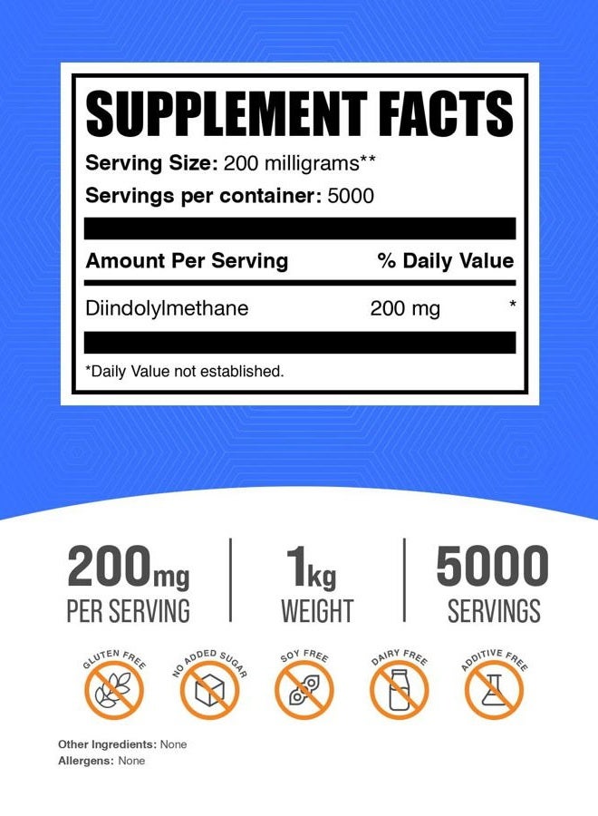 BULKSUPPLEMENTS.COM .com DIM Powder - Diindolylmethane Powder, DIM Supplement for Men & Women - DIM 200mg, Gluten Free - 200mg per Serving, 1kg (2.2 lbs) (Pack of 1) - Image 2