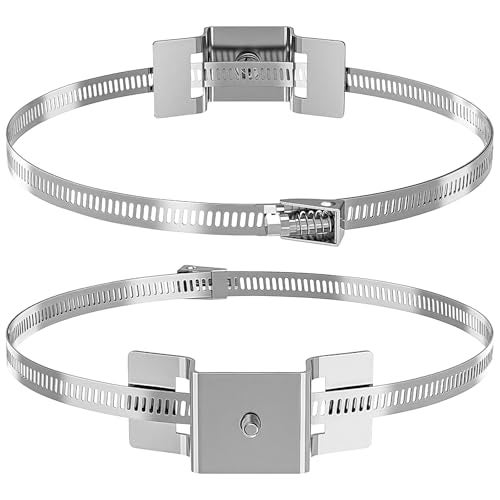 Varku Adjustable Sign Mounting Bracket Set for Pole 304 Stainless Steel 2 Pcs with Bolts Clamps Fits 415 in Pole Ideal for CCTV Solar Panels Signage and More - Image 1