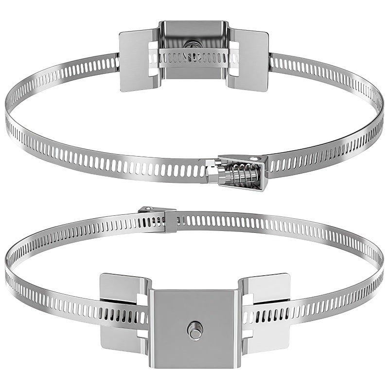 Varku Adjustable Sign Mounting Bracket Set for Pole 304 Stainless Steel 2 Pcs with Bolts Clamps Fits 415 in Pole Ideal for CCTV Solar Panels Signage and More - Image 2