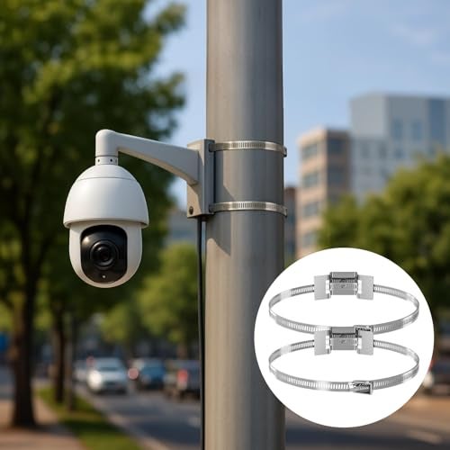 Varku Adjustable Sign Mounting Bracket Set for Pole 304 Stainless Steel 2 Pcs with Bolts Clamps Fits 415 in Pole Ideal for CCTV Solar Panels Signage and More - Image 3