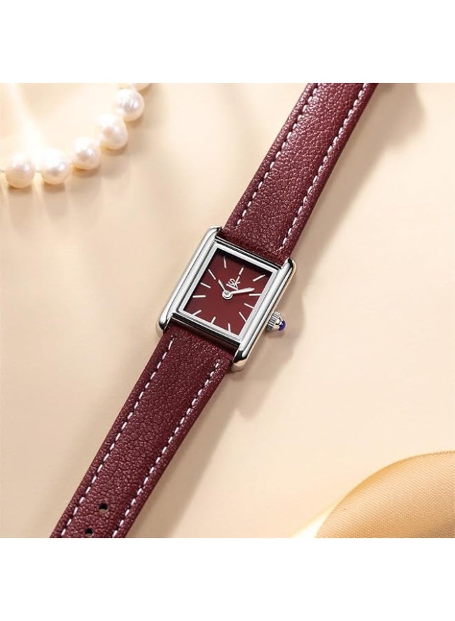 SHENGKE Minimalist Vintage Square Watches for Women with Leather Strap - Image 3