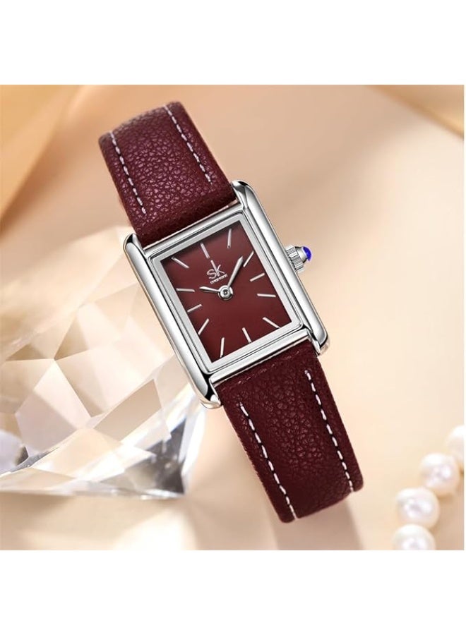 SHENGKE Minimalist Vintage Square Watches for Women with Leather Strap - Image 5
