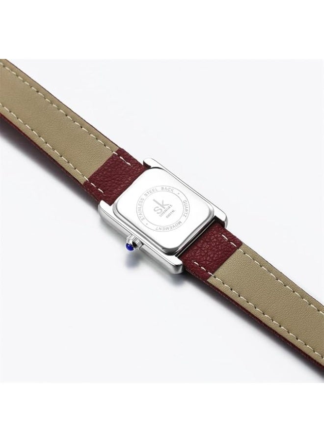 SHENGKE Minimalist Vintage Square Watches for Women with Leather Strap - Image 2