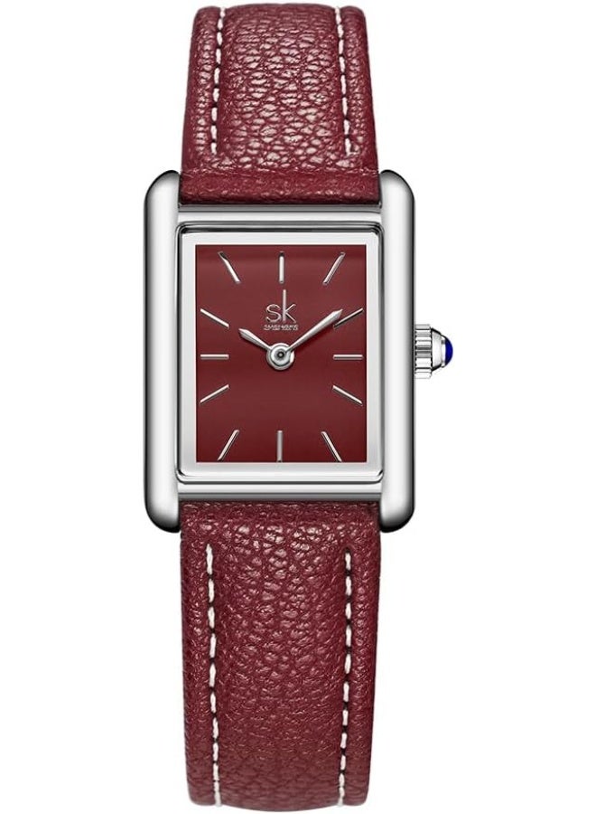 SHENGKE Minimalist Vintage Square Watches for Women with Leather Strap - Image 1