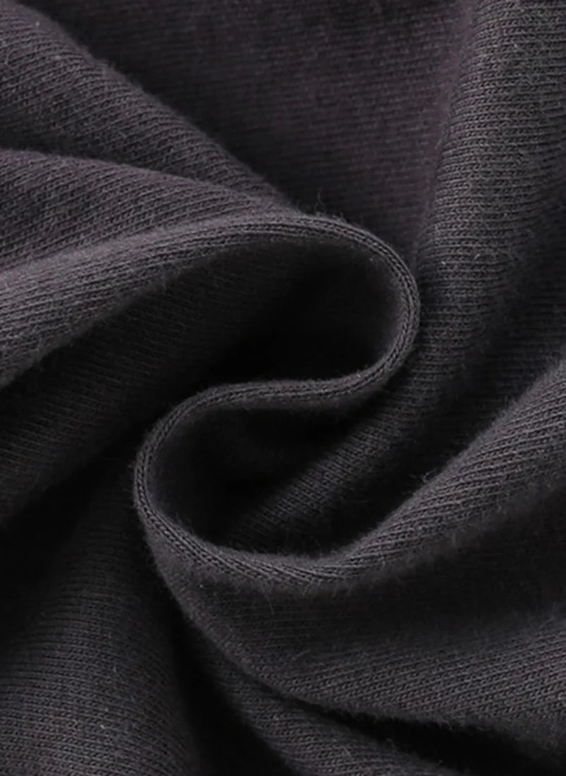 YUNIQEE Black Graphic Printed Round Neck Cotton T-shirt