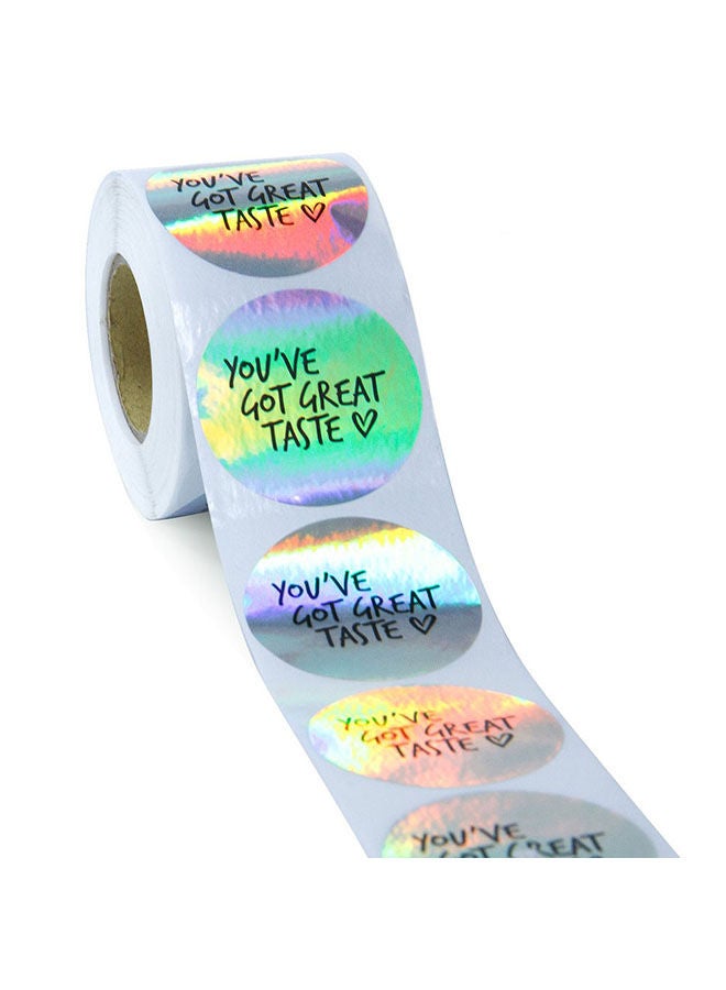 Wownect Rainbow Laser YOU'VE GOT GREAT TASTE Stationary Stickers Round [1inch][1000 Pcs Labels] Labels For Envelope Seals Packing Seals cards Gift Boxes Shopping Bags Bouquets Decoration - Image 1