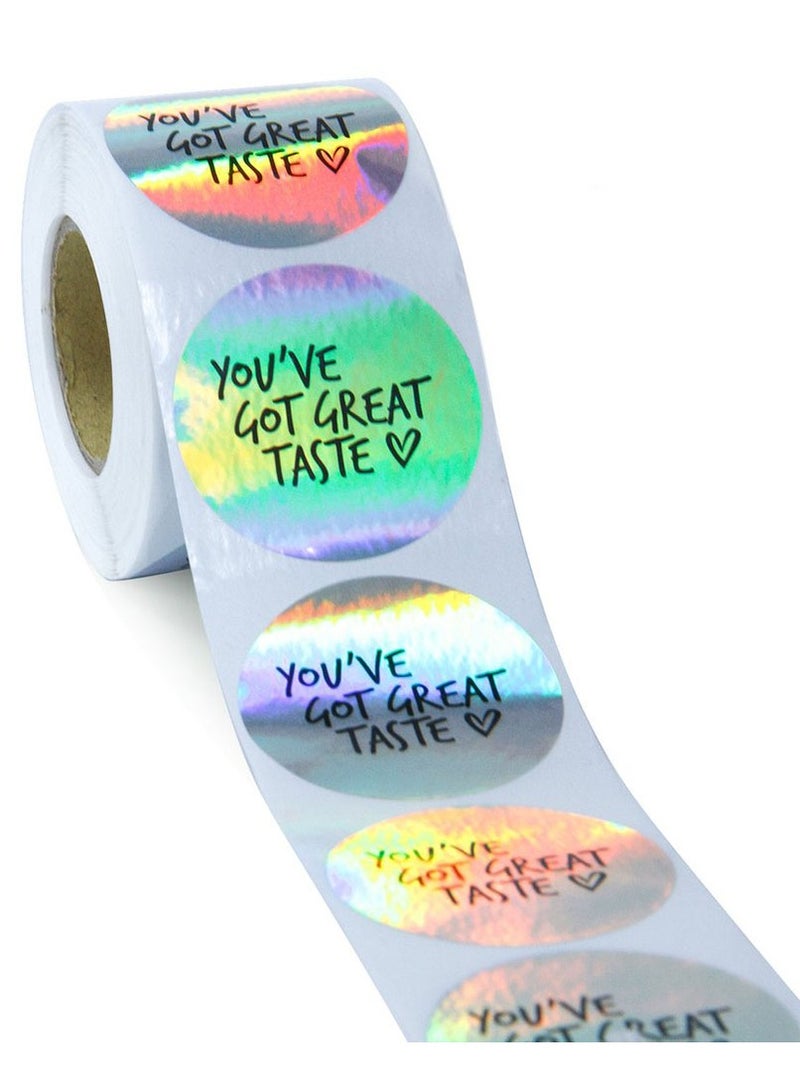 Wownect Rainbow Laser YOU'VE GOT GREAT TASTE Stationary Stickers Round [1inch][1000 Pcs Labels] Labels For Envelope Seals Packing Seals cards Gift Boxes Shopping Bags Bouquets Decoration - Image 1